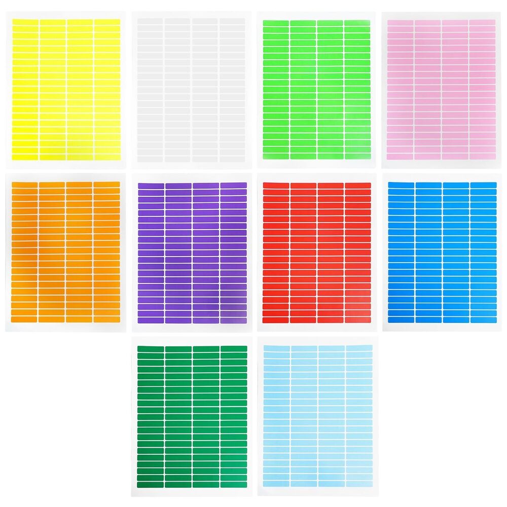 2719 840 Pcs Colorful Label Stickers,10 Sheets of Rectangle Labels,84 Small